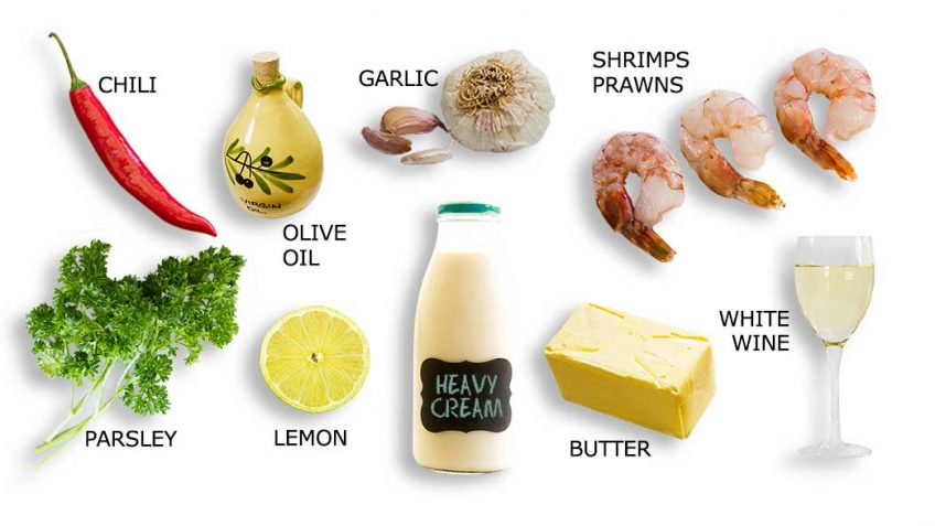 GArlic prawn or Shrimp ingredients